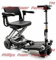 Free Rider USA - Luggie Elite - Compact Lightweight Foldable Scooter - 4-Wheel - Black - Phillips Power Package TM - to $500 Value