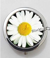 BlackKey White Daisy Flower Daisies Blossom 3-Compartment Decorative Pocket Gift Box Case Organizer for Pill, Color 1 -100
