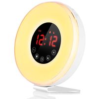 Wake- Up Light, LBell Alarm Clock 7 Colored Sunrise Simulation & Sleep Aid Feature, Dual Alarm Clock with FM Radio, 7 Natural Sound and Snooze for Kids Adults Bedrooms (6639-wake up Light)
