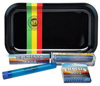 Bundle - 5 Items - Elements King Size Rolling Papers, 110 Roller and Pre-Rolled Tips with Rolling Paper Depot Rolling Tray (Rasta Racer) and Kewltube
