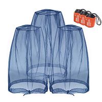 Mosquito Head Nets Gnat Repellant Head Netting for No See Ums Insects Bugs Gnats Biting Midges from Any Outdoor Activities, Works Over Most Hats Comes with Free Stock Pouches (3pcs, Navy Blue)