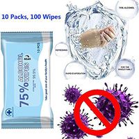 Xikaga Alcohol Detergent Wipes(10 Packs,100Wipes) Hand Clean Wipes Alcohol Formula Wipes Portable Water Wet Wipes 75% Soft Household Alcohol Wipes Travel for All-Purpose Cleaning Daily Use