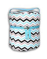 Essentielle Life - Essential Oil Diffuser Case, Essential Oil Diffuser Bag, Spacious Interior Padded Blue aqua Velvets Hold up to 12 Essential Oils (Blue Chevron)