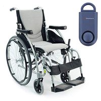 S-Ergo 125 Ergonomic Wheelchair | Seat Size 18" X 17" | Flip-Back Armrest | Swing Away Footrest | Frame Color Silver & Free 130 dB Matte Blue Personal Safety Alarm/Siren!