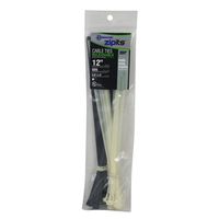 Cambridge ZipIts Multi Purpose Releasable Cable Ties Zip Ties 12 Inch 50 Lb 20 Pieces Assortment 10 Pcs Natural 10 Pcs UV Black