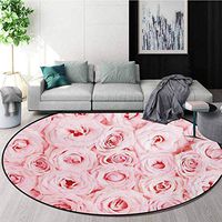 RUGSMAT Rose Non-Slip Area Rug Pad Round,Sweet Fresh Garden Scenic Seasonal Yard Vegetation Flourish Anniversary Celebration Protect Floors While Securing Rug Making Vacuuming,Round-59 Inch