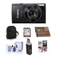 Canon PowerShot ELPH 360 HS 20.2MP Digital Camera, Black - Bundle with Camera Case, 32GB Class 10 SDHC Card, Spare Battery, Cleaning Kit, Card Reader, Software Package
