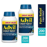 Advil Liqui-Gels (200 Count (Pack of 1)) Pain Reliever/Fever Reducer Liquid Filled Capsule, 200mg Ibuprofen, Temporary Pain Relief 2-Pack