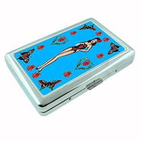 sw-058 Pinup Butterfly Rose Retro Tattoo ID or Cigarette Case