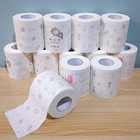 Meiyum Cute Cartoon Roll Paper, Bear Printing Roll Paper Bath Toilet Roll Paper 6-layers Tissue Household Toilet Paper for Home Kitchen Bathroom