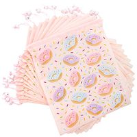 Donut Drawstring Party Favor Bags (12 x 10 in, Pink, 12 Pack)