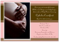 Chocolate and Pink Stripes Baby Shower Invitations - Set of 20