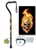 Walking Cane Gel Grip Adjustable Aluminum Metallic Skulls W Flames