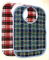 2 Pack - Adult Bib w/Pocket, Reusable Machine Washable, Mealtime Clothing Protector, Waterproof