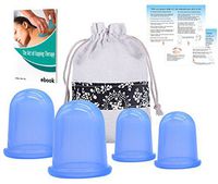Silicone Cupping Therapy Set Anti Cellulite Cups (4pcs Kit) w/Free E-Book & Instruction (PDF) Full Body Vacuum Suction Cupping Massage - FDA Approved - Natural Pain Relief (2 Medium + 2 Large)