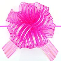 FQTANJU Pull Bow, Large, Rose Red, Organza, 6 Inches, 5 Pieces