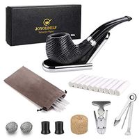 Joyoldelf Oak Tobacco Pipe, Smoking Pipe with Foldable Stand, Pipe Reamer, 3-in-1 Pipe Scraper and Other Accessories, Bonus a Pipe Pouch with Gift Box