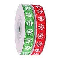 BESPORTBLE Gift Wrapping Ribbons Rolls Christmas New Year Festival Gift DIY Supplies Xmas Snowflake Riband Decoration, 2Rolls Red+Green