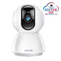 SDETER 1080P Security WiFi IP Dome Camera, Wireless 2-Way Audio Motion Detection Night Vision Baby/Pet Monitor Includes One Year 16G Cloud Disk