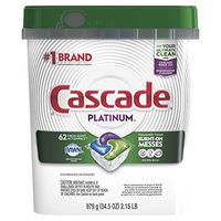 Cascade Platinum Dishwasher Pods, Actionpacs Dishwasher Detergent, Fresh Scent, 62 Count