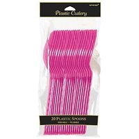 Amscan 4547.61 Plastic Spoons, Full Size, Magenta
