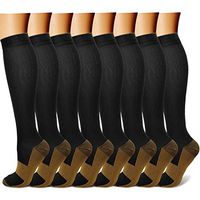 Copper Compression Socks (8 Pairs) 15-20 mmHg is BEST Graduated Athletic & Medical for Men & Women Running Travel Nurses Pregnant - Boost Performance, Blood Circulation & Recovery (S/M,Multicolour 01)