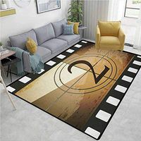 YucouHome Movie Theater Floral Area Rug Mat Pad, Countdown Screen Illustration with Number 2 on Grunge Background, Durable Rugs - Living, Dinning, Office, Rooms & Bedrrom, Hallway Carpet(8'x 10')
