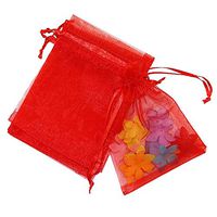Outdoorfly 50PCS Drawstring Organza Bags 5x7 Inches Red Transparent Jewelry Favor Pouches Baby Shower Party Wedding Gift Bags Chocolate Candy Bags(50PCS Red)