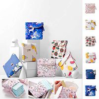 Molisell Sanitary Towel Storage Bag,13x13cm,Washable,Reusable,Travel,Printed Design Storage Bag for Sanitary Pad Menstrual Sanitary Aunt Bag (E)