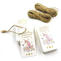SKYSTARS 100 PCS Fantasy Unicorn Thank You for Celebrating with Us Tags White Paper Gift Wrap Tags with Natural Jute Twine for Baby Shower, Christmas, Wedding and Party Decoration - Unicorn