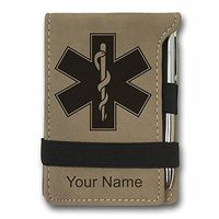 Mini Notepad, Star of Life, Personalized Engraving Included (Light Brown)