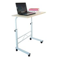 Azadx Side Table, Laptop Stand Adjustable 34.25" Notebook Computer Standing Desk Portable Cart Tray Side Table with 4 Wheels for Bed Sofa Hospital Reading Eating (Wood)