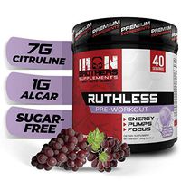Iron Brothers Ruthless Preworkout Powder Supplement for Men & Women - Creatine Free - Sustainable Performance Energy & Workout Focus, Superhuman Pre Workout - 40 Serve - Nitric Oxide Booster - Grape