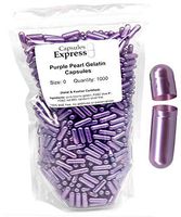 Capsules Express- Size 0 Purple Pearl Empty Gelatin Capsules 1000 Count - Kosher and Halal Certified - Gluten-Free Pure Bovine Gelatin Pill Capsule - DIY Powder Filling