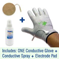 Premium Conductive Glove Package for Electrotherapy Treatment of Pain, Swelling, Nerve and Joint Pain, Carpal Tunnel, Arthritis, etc. - 1 Glove - Silver Thread (Small)
