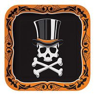 Creative Converting 8 Count Square Paper Plates, 9", Top Hat Terror