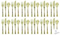 Metallic Gold Plastic Cutlery Set for 12 Guests (36 pcs) plus 12 cutlery rings