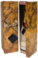 Champagne Gift Box x2 - Reusable Caddy - Easy to Assemble - No Glue Required - Ribbon Tie and Gift Tag Included - Vintage World Map Design - Romanee Collection - EZ Gift Box by Endless Art US