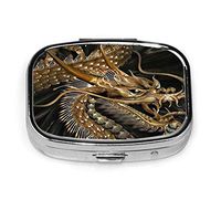 NTMCXFW Pill Box Case Golden Brown Dragon Travel Purse Pocket Portable Carry On Gum Case Pill Box 2 Compartment Medicine Case -Daily Medication Organizer Storage for Travel Organizer Unique Gift