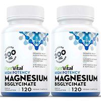 New! Best Magnesium GLYCINATE High Absorption [HIGH Potency 200mg per] Supports Heart Health, Muscle Mass. Better Sleep, Bone Density. Aids Headaches, Energy & Leg Cramps. 120 Vegan Caps Double Pack