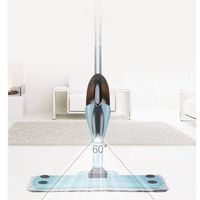 Spray Mop, Squeegee and Window Scrubber with Spray Head, Floor Wet Mop with 500ml Refillable Bottle and Microfiber Pads, 360° Rotation Flat Dust Mop for Hardwood and Tile Floor Cleaning-Blue