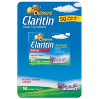 Claritin Children's 24 Hour Non-Drowsy Allergy 5mg Grape Chewable Tablet 50 ct. A1