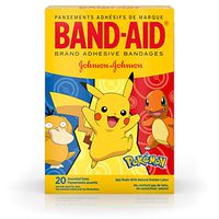 Band-Aid Brand Adhesive Bandages for Minor Cuts & Scrapes, Wound Care Featuring Pokemon Characters for Kids, Assorted Sizes 20 ct