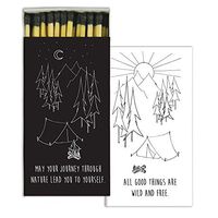 HomArt Large Decorative Camping Candle and Fireplace Wood Matches (Set of 6)