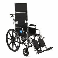 Medline Reclining Wheelchair, 18" Wide Seat, Desk Length Arms, Elevating Legrests, Chrome Frame