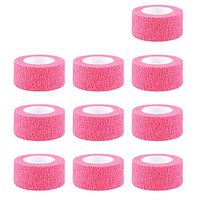 HOUTBY 10 Pack 1 inch Self Adhesive Cohesive Wrap Bandages Strong Elastic First Aid Tape Pink Wrist Ankle 2.5mx5cm