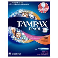 Tampax Pearl Tampons with Plastic Applicator, Super Plus Absorbency, Fresh Scent, 18 Count