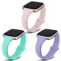 Kmasic Compatible Versa Bands 3 Pack, Narrow Slim Soft Silicone Small Replacement Wristband for Versa/Versa Lite Edition Women Men, Lavender/Teal/Sand Pink, Large
