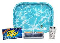 Trip 2 Clear Rolling Papers 1 1/4 with Elements 79mm Roller, Pre Rolled Tips, Hippie Butler Flip Top Storage Container and Leaf Lock Gear Mini Rolling Tray