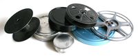 MOVIE REELS AND CANS FOR PROPS, SET OF 6